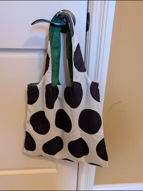Kate Spade Polka Dot Tote Bag in Black & White W/Green Lining